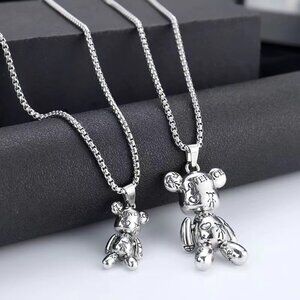 Badass Bear Edgy Titanium Steel Necklace - For Men & Women - Fashion Accessories